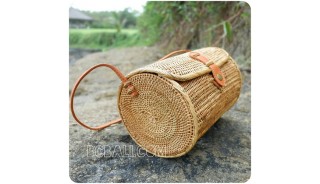 cylinder sling bags rattan straw grass classic natural